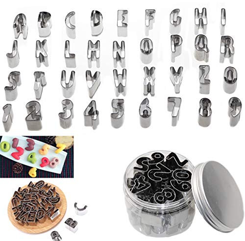 ZYDTRIP Confezione da 36 Tagliabiscotti con numero e lettere dell'alfabeto per Biscuit Fondant Cake, Taglierina di cottura Stampo Cake Decoration Model Tools