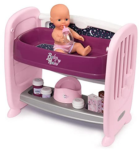 Smoby Baby Nurse Nursery Next to Me (Culla e fasciatoio) con Tre Differenti Altezze, 8 Accessori Inclusi