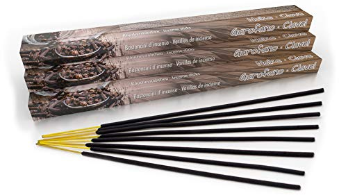 Premium Räucherstäbchen Nelken / Cloves: natürlich traditionell aus Indien in fairer Herstellung. Großpackung mit 10 Boxen = 80 Stück je 45min. Winter weihnachtlicher Duft
