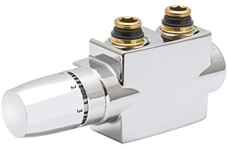 Heizkörper Mittelanschlussblock Durchgang 1/2 Zoll chrom SZAGATO | Anschluss SET für Eck-Anschluss inkl. Thermostat