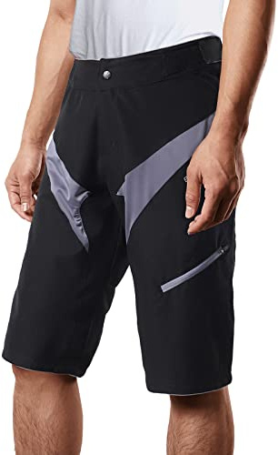 BERGRISAR Short de VTT pour homme - Short de cyclisme non rembourré - Coupe ample, gris, Taille L