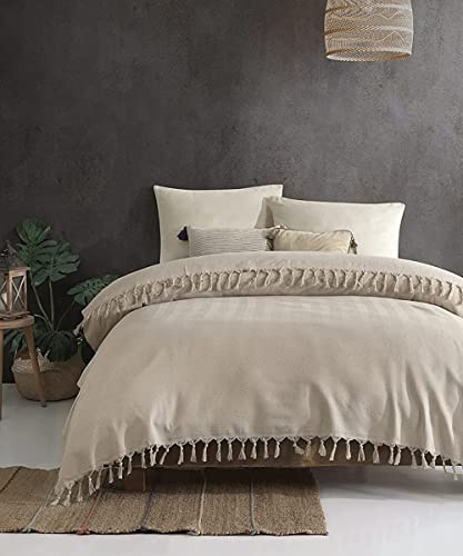 BOHORIA® Premium Tagesdecke XXL Tulum | 100% Baumwolle | Oeko-Tex® | Bettüberwurf Wohndecke Wendedecke Sofadecke mit Muster | extra-groß 200 x 230 cm (200 x 230 cm, Latte)