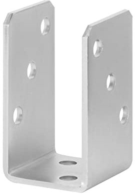 ADGO Socle de la barre, pied de mât 50 mm, à visser, en forme de U, support de poteau, ancrage vissé, vis, ancrage de fixation au sol, ancrage de fixation de mât, acier galvanisé, argenté