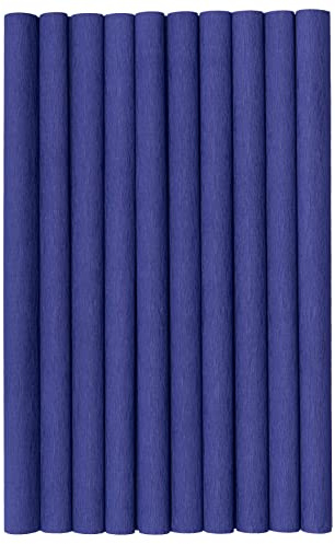 Krepppapier 50x200 cm Crepepapier für Handwerke, Kräuselpapier zur Dekoration, Schulpapier, Rollenpapier Elastizität, nicht abfärbende Farben, dunkelblau 10er Pack