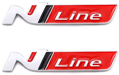 N-Line-Emblem-Aufkleber, Logo-Aufkleber, Emblem, Dekoration, Auto-Abzeichen, Emblem, 2 Stück (silber-rot)