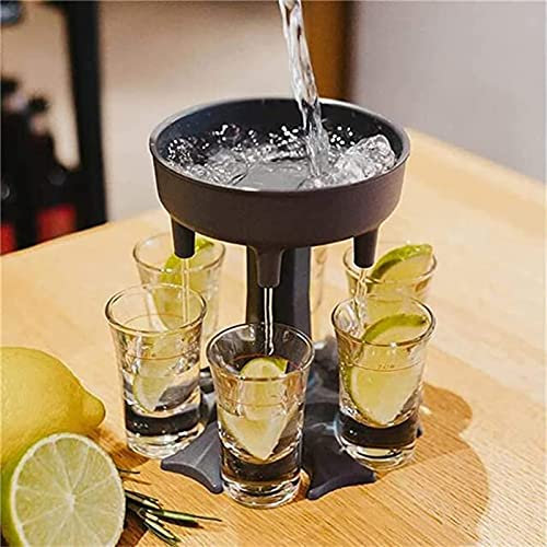 6 Shot Glass Dispenser Holder,Adjustable Liquid Dispenser,Adjustable Shots,6 Acrylic Cups Colorful,Cocktail Dispenser, Suitable for Parties,Grey +6 Cups