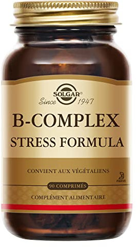 Solgar B-Complex Stress Formula - Fatigue, Système nerveux - Complexe de vitamines B (B1, B2, B3, B5, B6, B8 et B12), levure de bière et vitamine C - Complément Alimentaire - Flacon de 90 comprimés
