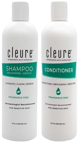 Cleure Hypoallergent Volumising Shampoo & Fuktgivande balsam hårvårdsset för känslig hud, luktfritt, SLS-fritt och parabenfritt (2-pack)