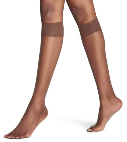FALKE Damen Kniestrümpfe Shelina 12 DEN W Kh ultra-transparent einfarbig 1 Paar, Braun Espresso 5188, 35-38