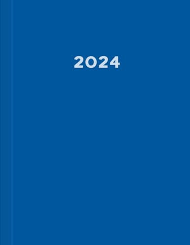2024: Großer Kalender 2024 I A4 I 1 Tag 1 Seite I mit Zeiteinteilung I 400 Seiten I Tagesplaner I Terminkalender I Mittelblau