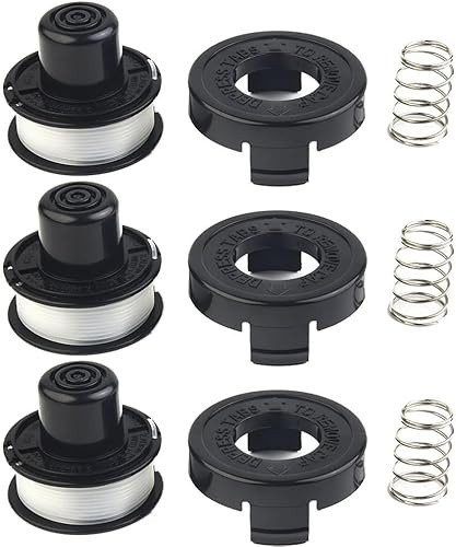 Confezione da 3 fili e copertura, bobina + tappo con molla per decespugliatori A6226 GL250 GL310 GL360, bobina di ricambio e linea