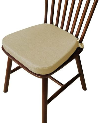 Bettschlange 2er Set Stuhlkissen mit Bändern, Waschbare Sitzkissen rutschfest,Stuhlauflage Stuhlpolster Sitzkissen,Leinen Memory Baumwolle Kissen für Zuhause Büro Küche Esszimmer
