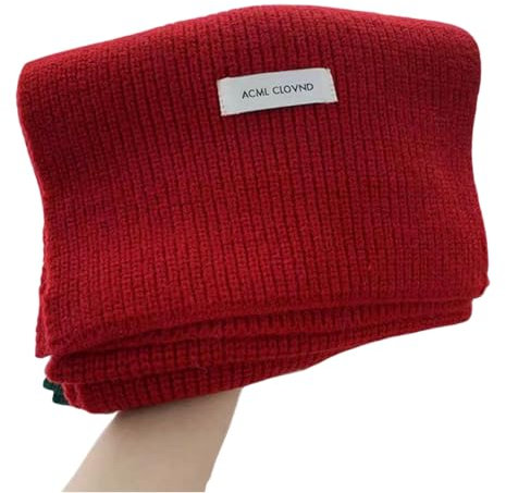 RUDDOG Ruddogscarf für Damen, gestrickter Wollschal für Damen, Winter, Weihnachten, einfarbig, Studentenpaar, warmer Schal für Herren, rot, 25*150cm