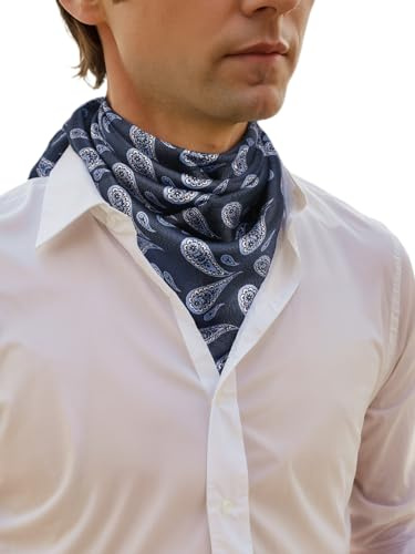 Prettystern 65cm sciarpa di seta arrotolata a mano bandana foulard di seta con motivo paisley senza tempo unisex donna uomo 09 blu scuro