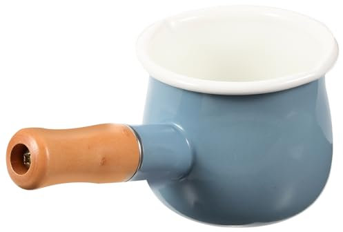 CAXUSD Enamel Small Milk Pot 10cm Mini Saucepan Butter Melting Pan Non-Stick Baby Food Cooking Pot Kitchen Use Gray