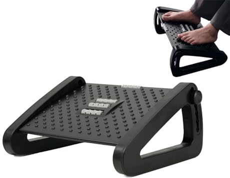 New Ergo Life Verstellbare Fußstütze unter dem Schreibtisch, Komfort-Fußhocker bei der Arbeit, 6 Positionen Multi-Winkel verstellbares Fußpedal, ergonomische Haltungsunterstützung, Fußstütze für Büro