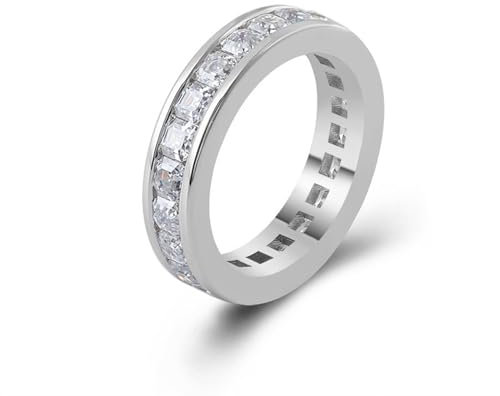 Wycian Verlobungsring Herren, Ring Herren Platin Größe 57 (18.1) Moissanit Quadratschliff D Farbe Gravur Für Valentinstag