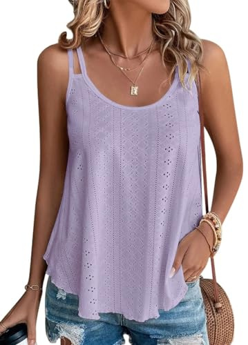 ZIOOER Camiseta sin Mangas para Mujer Camiseta de Tirantes Moda Tank Camisa Top Lilas S