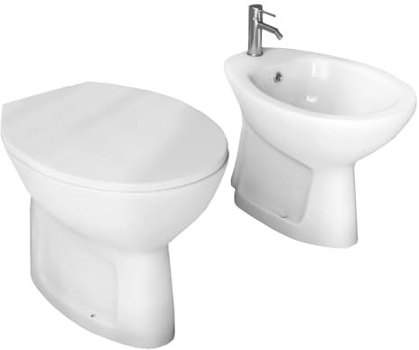 Yellowshop Set Sanitari Bagno SIG, Vaso Rimless e Bidet, Bianco