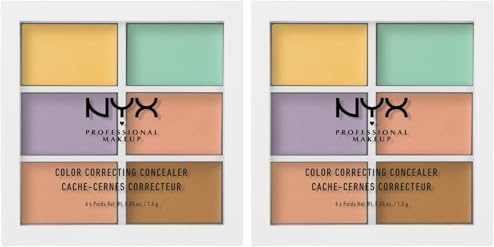 NYX Professional Makeup Color Correcting Palette, Concealer Makeup Palette, 6 cremige mischbare Farbtöne (Packung mit 2)