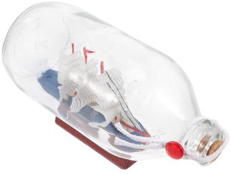 ORFOFE Unique Sailboat Model in Glass Bottle Drift Bottle Craft Ocean Decor for Living Room Home Office