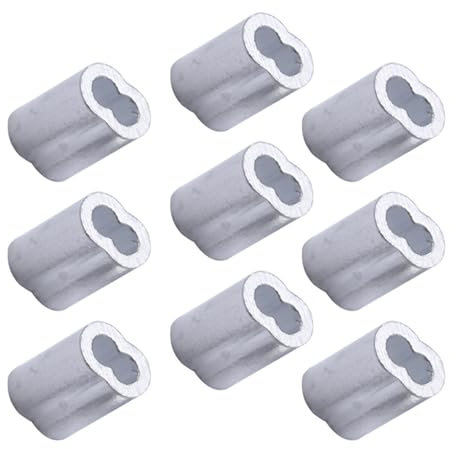 MAYyhem 200 Stück Draht, Stahlseil, Doppelloch-Aluminiumhülse, Crimp-Elektrokabelklemme, Ferrule-Clip, Doppelloch-Crimphülse