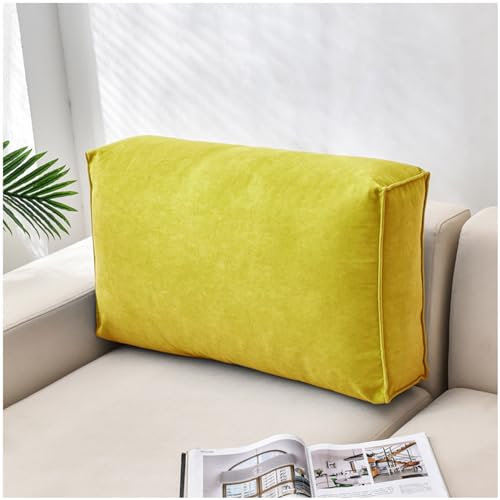 ZTGL Lesekissen Rectangle, Lendenwirbelstütze, TV-Entspannungskissen, Sofakissen, Rückenkissen, Bett, Sofa, Sitzen, Rückenstützkissen, Weich und Bequem Rückenkissen,Gelb,24x4.7x18in