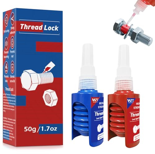 2-pack 50 ml skruvförslutningar, höghållfast blå och röd med hög hållfasthet, mellanstyrka för mellanrum och mutterdragning, anti-oxidation och lossning, gänglåsning tätningsmedel