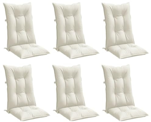 vidaXL Hochlehner-Auflagen 6 STK. Melange Creme 120x50x7 cm Stoff
