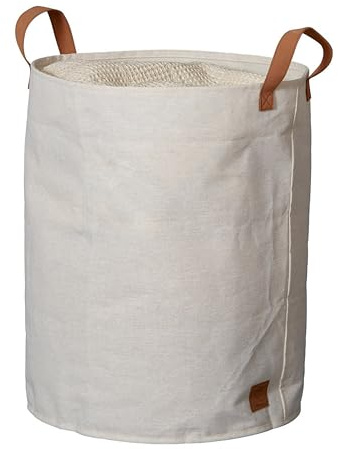 Love IT Store IT - Cesta de almacenamiento plegable de lino beige, asas de piel textil, versátil, cesta de lino, caja de almacenamiento de tela, 40 x 40 x 45 cm