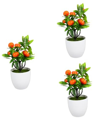 IMIKEYA 3 Stück Orangefarbene Topfornamente Künstlicher Orangenbaum Künstlicher Topf Bonsai Baum Künstliche Orangen Künstlicher Obstbaum Für Den Innenbereich Künstliche Orangen