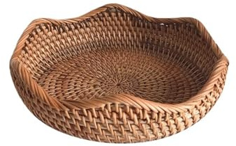 LXHZSY Fruteros De Cocina Cesta redonda tejida de ratán, cesta de mimbre for frutas, organizador de decoración del hogar for la cocina, panera for la cocina(22x6cm)