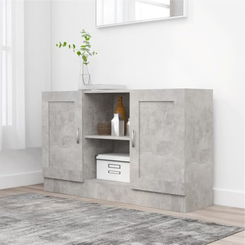 TJROO Sideboard Vitrine mit Türen 120 x 30,5 x 70 cm Unterschrank für den Eingangsbereich Schrank mit Türen Anrichte Vitrine Möbel für Wohnzimmer, hohes Holz, MDF, grau Beton