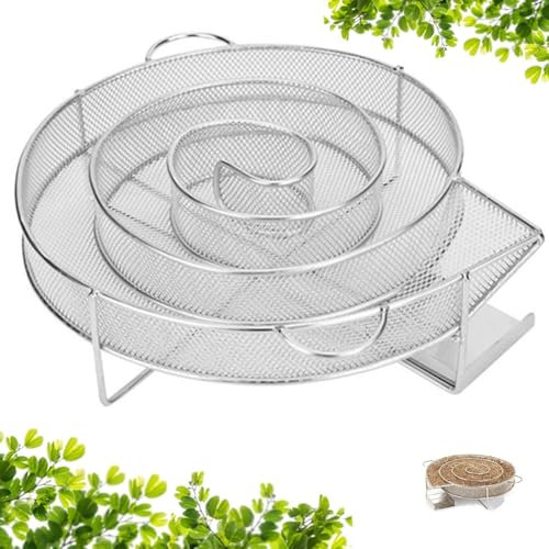 Kaltrauchgenerator, Rund Rauchgenerator,Kaltrauchgenerator aus Edelstahl,Mehrweg Räucherschnecke Kalträuchern, CuiCanfla Kaltrauchgenerator,Kaltrauchgenerator für Kugelgrill Smoker und Räucherofen