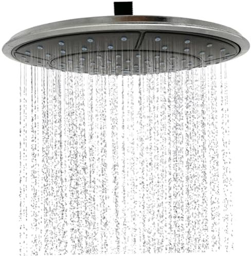 Pommeau de douche à effet pluie de 25,4 cm de forme ronde - Grand pommeau de douche à effet pluie - Buse de toit - Accessoires de salle de bain - Pomme de douche à tête unique