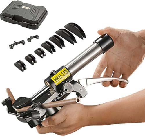 Piegatubi Portatile, Piegatubi idraulica con 7 Modelli di Gomito, Campo di Piegatura da 2-22 mm e Campo di Piegatura a 90°, Piegatubi per Rame per Tubi di Spessore 1,5 mm per Tubi in Rame Morbido