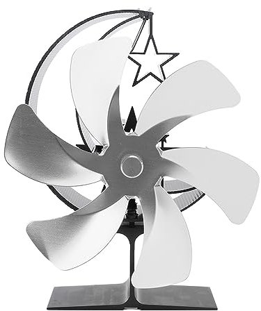 GRCFUMO Stove Fan, Fast Wind 6 Blades Fireplace Fan, Silent Heat Powered Stove Fan for Gas Pellet Log Wood Burning Stoves (Silver)