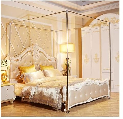 Himmelbett aus Edelstahl, Halterung für Viereckbett, T-Verbindungspfosten aus Metall, komplettes Schlafzimmer-Dekorationszubehör, Moskitonetzhalterung 23.9.11 (Farbe: 22 mm, Größe: 1 x 2 m B