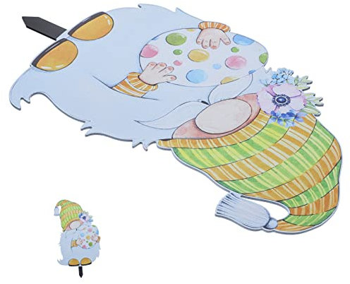 Levemolo Easter-themed Garden Stake Cartoon Gnome Stake Outdoor Sign for Garden Decoration for Easter Party and Home Decoration