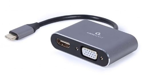 Glowster Adaptateur USB Type-C vers HDMI/VGA Gris pour connecter des appareils à des écrans externes et des Projections.