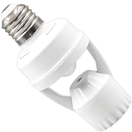 Portámparas Con Sensor De Movimiento – Adaptador Inteligente E27 Para Bombillas De Interior, Base De Lámpara LED | Enchufe Automático Para Bombillas De Garaje, Despensa, Trastero Y Sótano, Herramienta