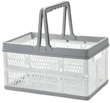 Storage Crate,Collapsible Crate For Stacking Folding Shopping Storage Basket,Car Organizing Trunk(Grey,29.8x20x15.7cm)
