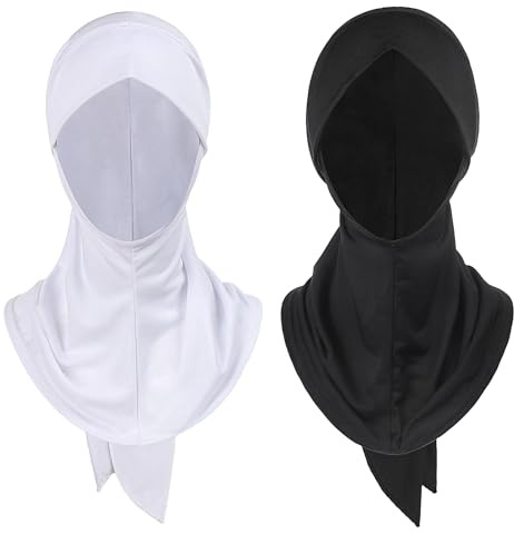 2 Stück Jersey Kopftuch Frauen Hijab Schal Verstellbare Kopfbedeckung Stylischer Turban Muslim Kleid Abaya Mütze Undercap Under Scarf Headwrap Schleier Kostümzubehör Kopfkappe Für Chemo Haarausfall