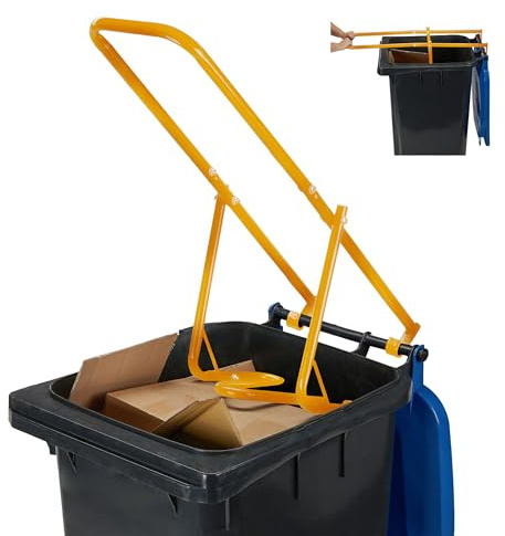 Prensa de Basura Relaxdays para Cubos, compactador de residuos, plástico, Prensa Manual, Acero, Color Amarillo