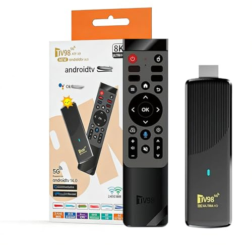 Streaming Android 14.0 TV Stick soporta 2.4G/5G Wi-Fi Bluetooth, control remoto de voz, HDMI, 5.0 Android TV Stick 8K Ultra UHD 16GB RAM 256GB ROM, reproductor multimedia portátil