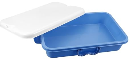 iplusmile Tragbarer Sandkasten mit Deckel Kleiner Sandspielkasten aus Kunststoff Aufbewahrungsbox für Kinderspielzeug Sandkastenbehälter für Drinnen und Draußen Blau