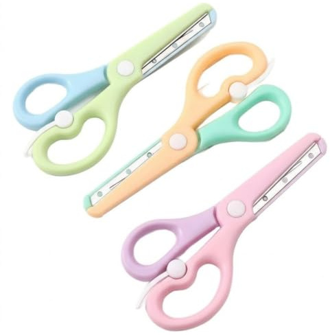 TSUOUKL 3 Piezas Tijeras de Aprendizaje para Niños, 10,7 cm Herramienta Creativa de Plástico con Resorte, Diseño de Doble Color, Para Manualidades en Casa y Aula de Preescolar, Puntas Redondeadas