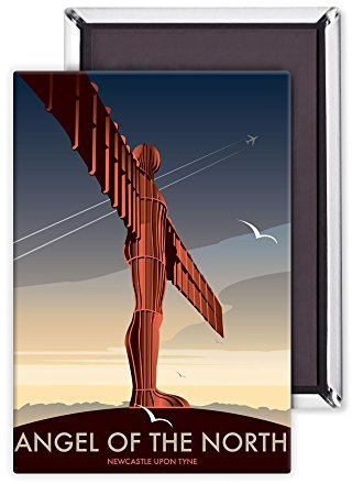 art247 Angel of the North - 3x2 inch Fridge Magnet - large magnetic button