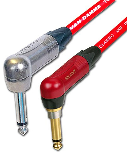 Neutrik SILENT Guitar Jack to Jack Lead. Van Damme Cable. Angled 1m 3m 6m 5m 10m (10cm, Red)