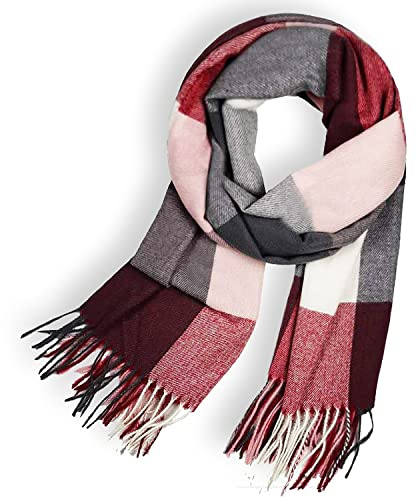 Glamexx24 Schal Damen Winter Kariert Fashion: Damen Winter Schal, Strickset Schal übergroßer Quadratisch Deckenschal Deckenschal Halstuch Streifen Muster Fransen Poncho